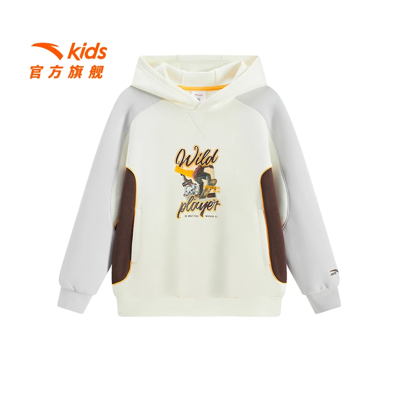 安踏儿童男大童针织连帽25新款舒适亲肤青少年休闲卫衣潮8705
