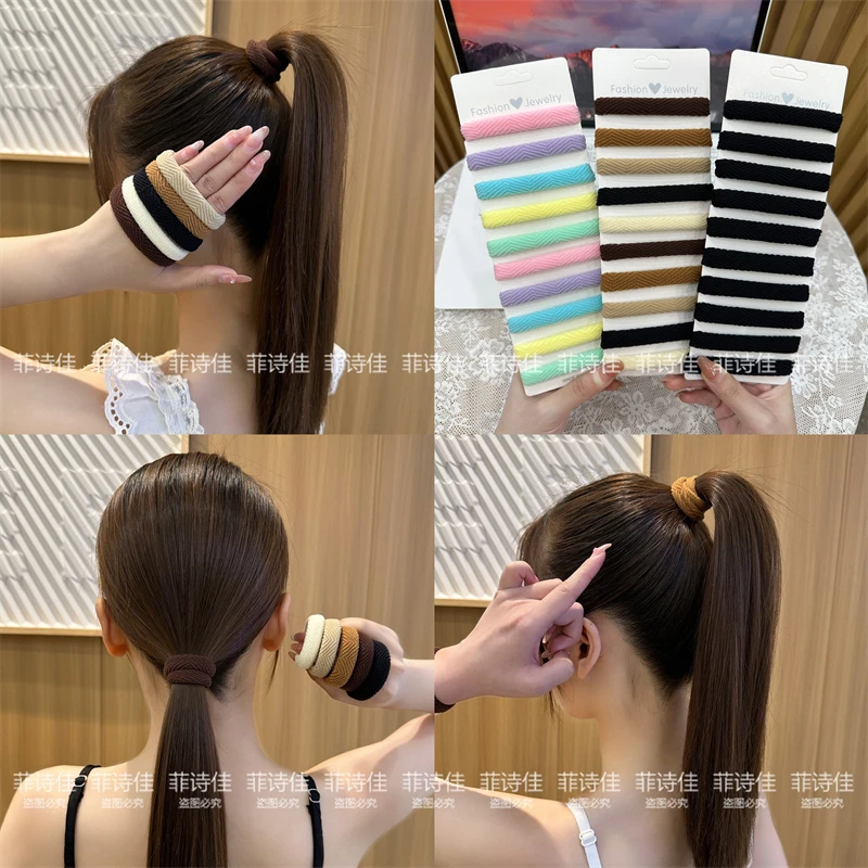 简约高弹力扎头发头绳女高马尾发绳不伤发耐用橡皮筋百搭发圈头饰