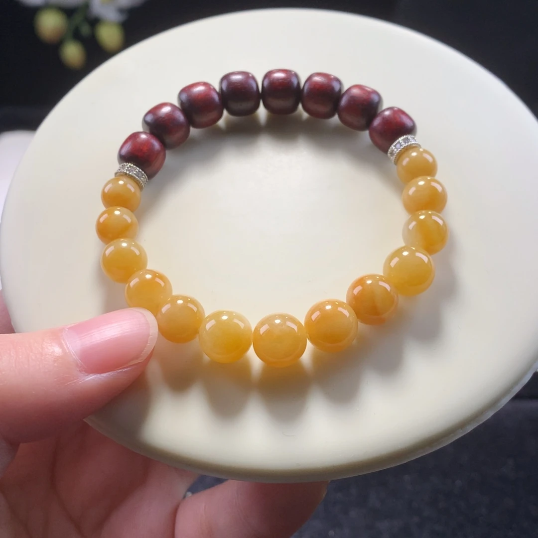 翡翠未镶嵌手串鸡油黄