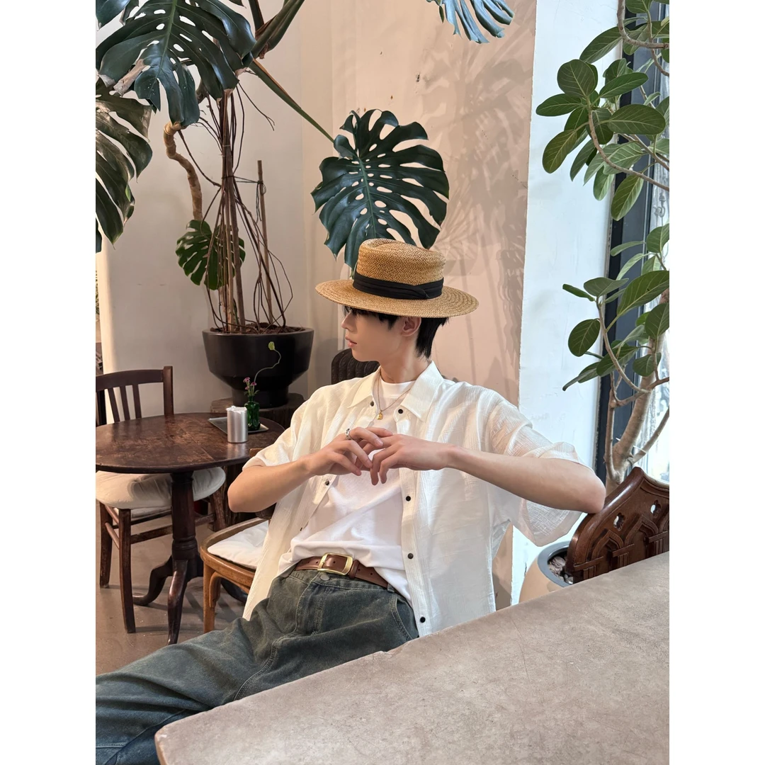 《南的衣橱》肌理纹衬衫 衬衣夏季小众宽松设计感韩版休闲潮流薄款