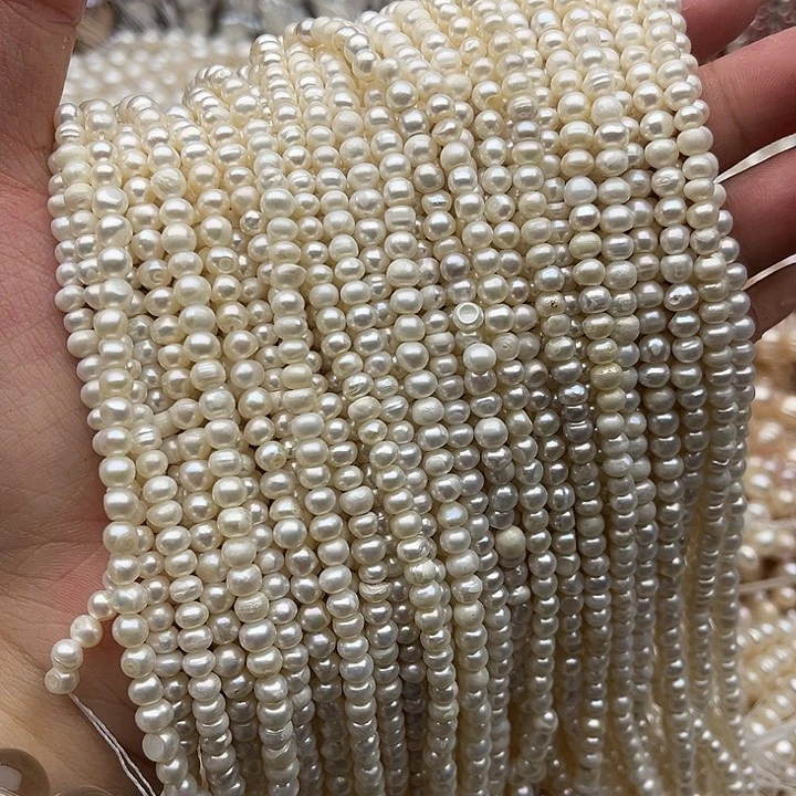 玛瑙/玉髓未镶嵌珠宝半成品一条4.5mm左右珍珠有生长纹