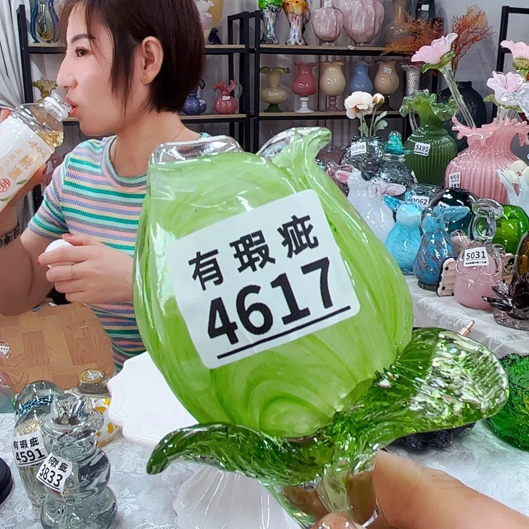 4617冰裂瑕 家悦琉璃花瓶摆件福利