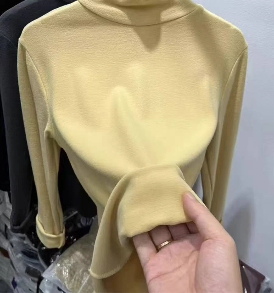 A1790奶黄植绒加厚H字母打底T恤