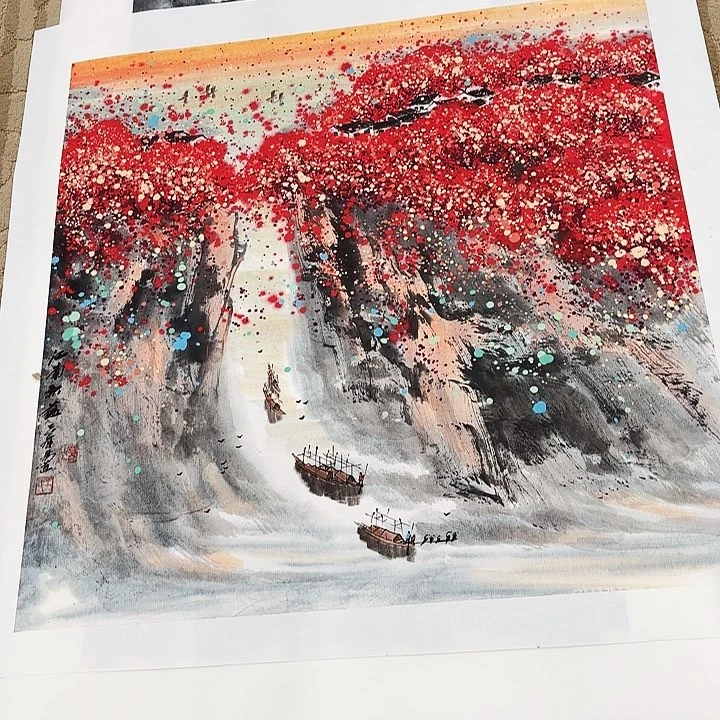国画花鸟等图四尺斗
