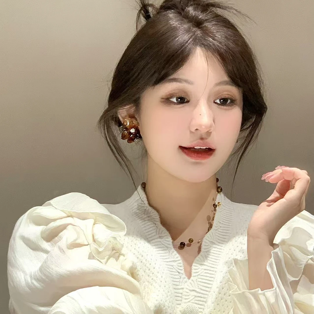 FULL GIRLISH耳环01470法式花朵冷淡风耳钉耳饰