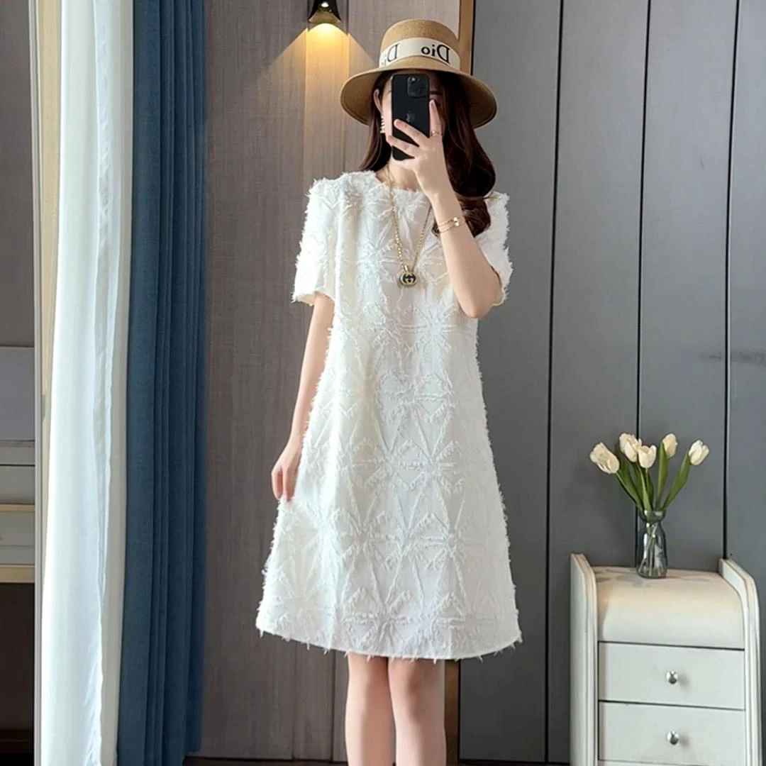 欧货小香风显瘦连衣裙女2025夏季新款法式设计感流苏蕾丝公主裙子