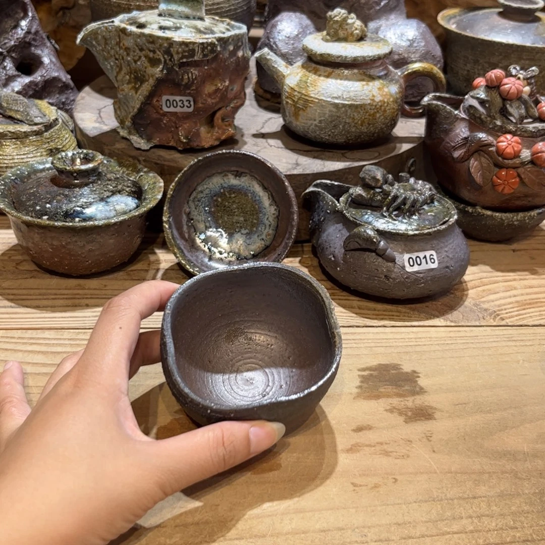 柴烧茶具福利四方杯