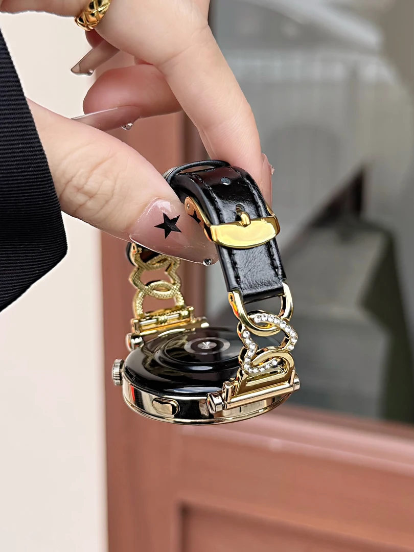 适用华为新款爱心拼皮质手表表带watch4GT2GT3GT4GT5proFit3女款