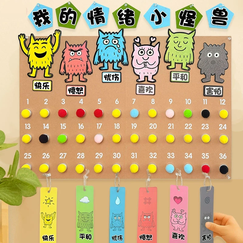 幼儿园情绪角小中大班墙面区角环创情绪小怪兽材料包心情互动墙