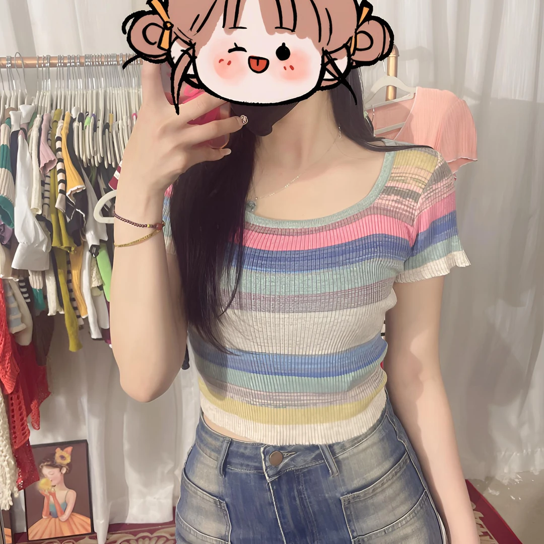 夏季针织短袖镂空刺绣钩花女装（直播链接）