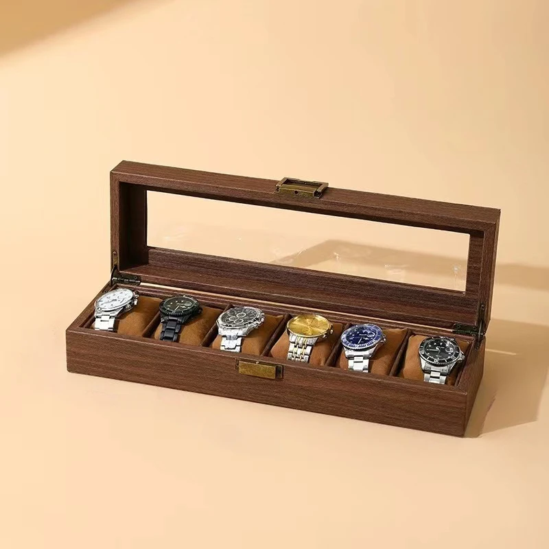 欧式木质带锁复古木纹PU手表盒热销手表首饰收纳盒手串饰品展示盒