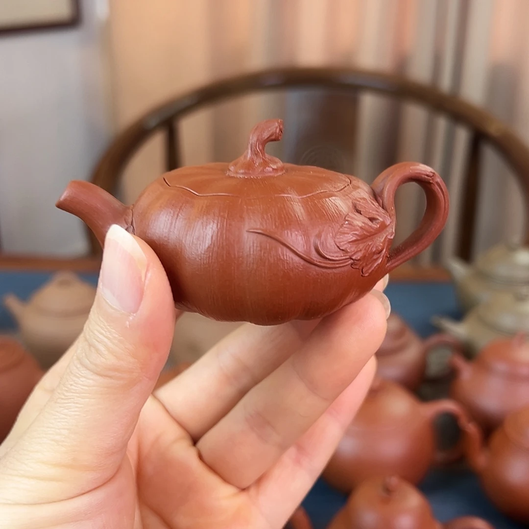 紫砂茶壶精品 南瓜壶 朱泥 60cc
