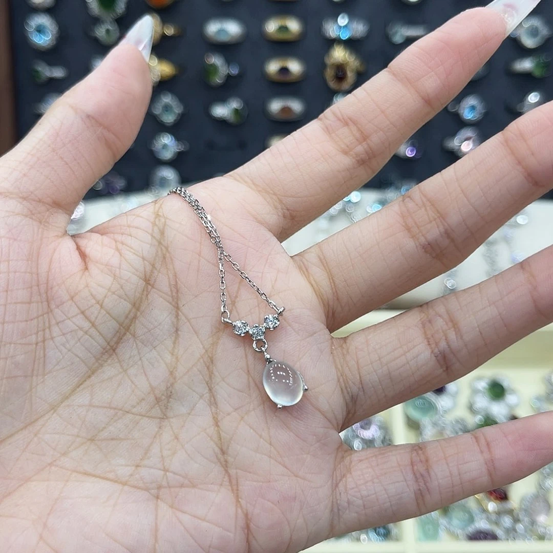 岫玉银S925镶嵌吊坠橙**D