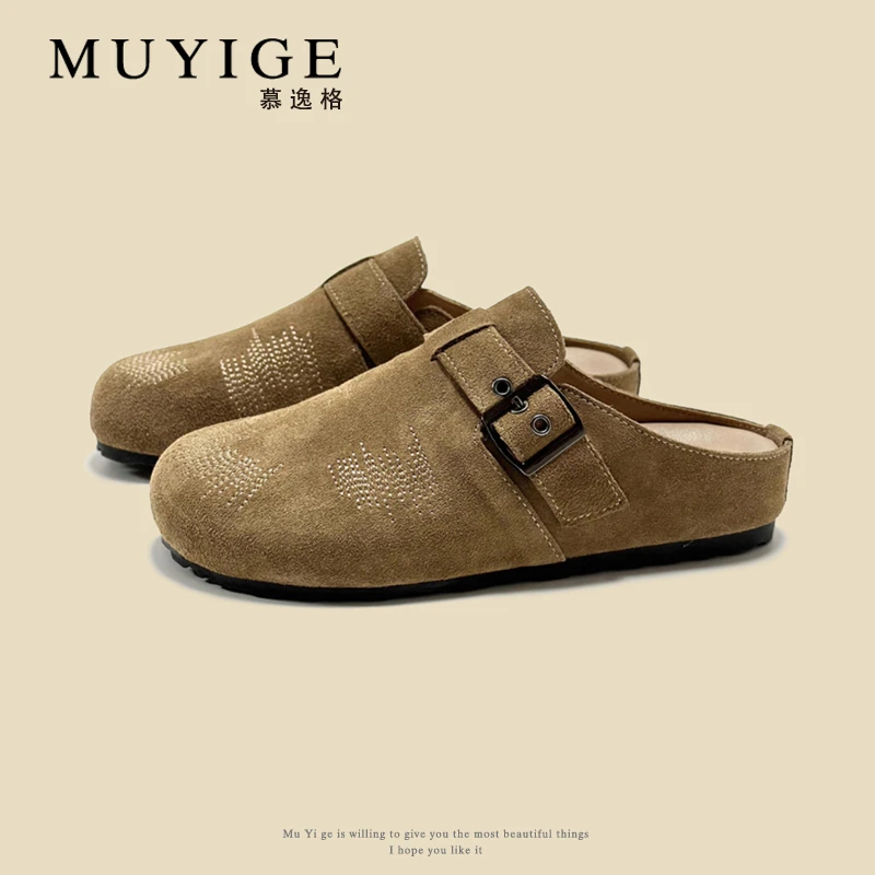复古勃肯拖鞋2025年春夏新款搭扣增高博肯鞋简约设计感时尚半拖女