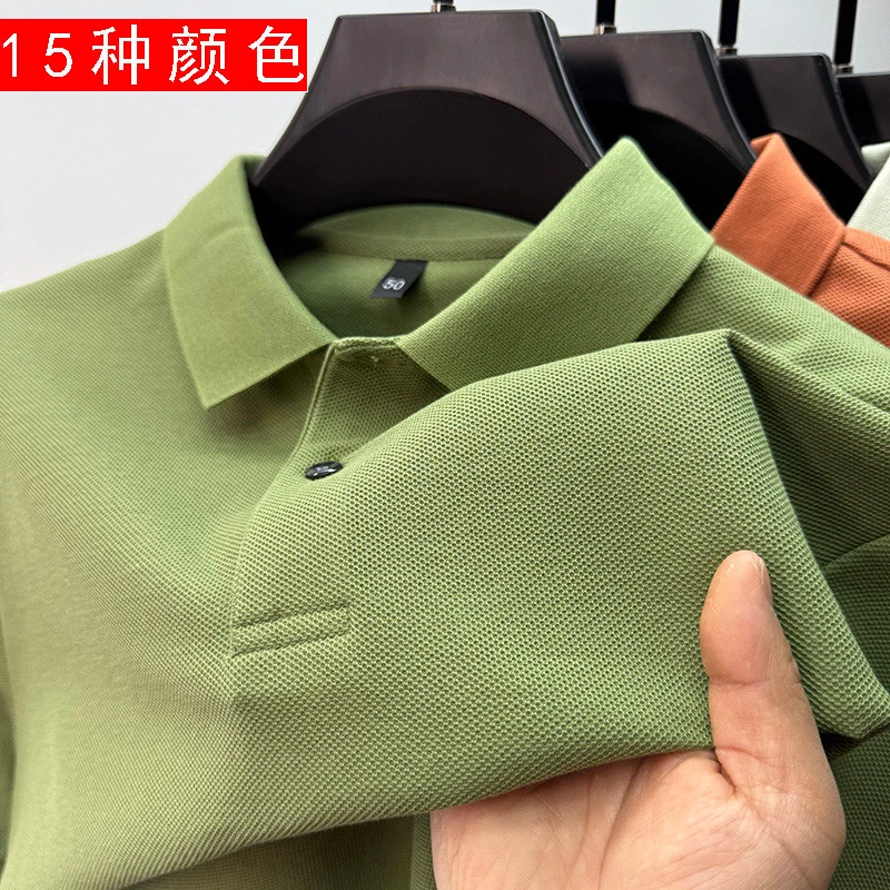 高端100%纯棉纯色短袖t恤男2025新款夏季保罗POLO衫半袖翻领衣服