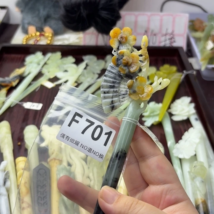 *****合金蛇纹石玉发饰