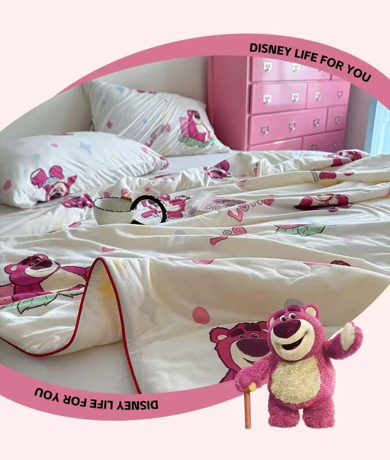 【宠粉浮力】潮牌卡通印花凉感丝亲肤夏被-草莓熊