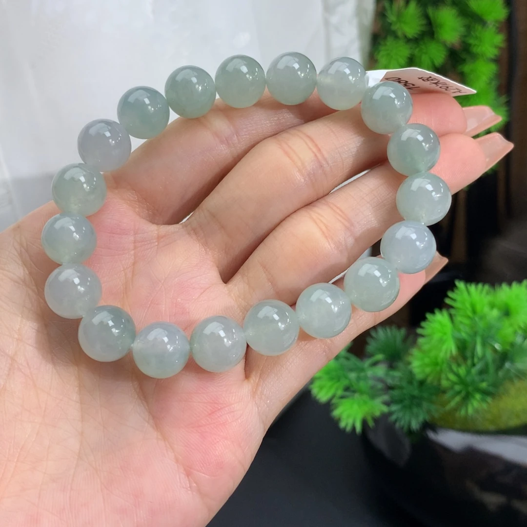 翡翠手链未镶嵌卡10冰胶蓝晴手串
