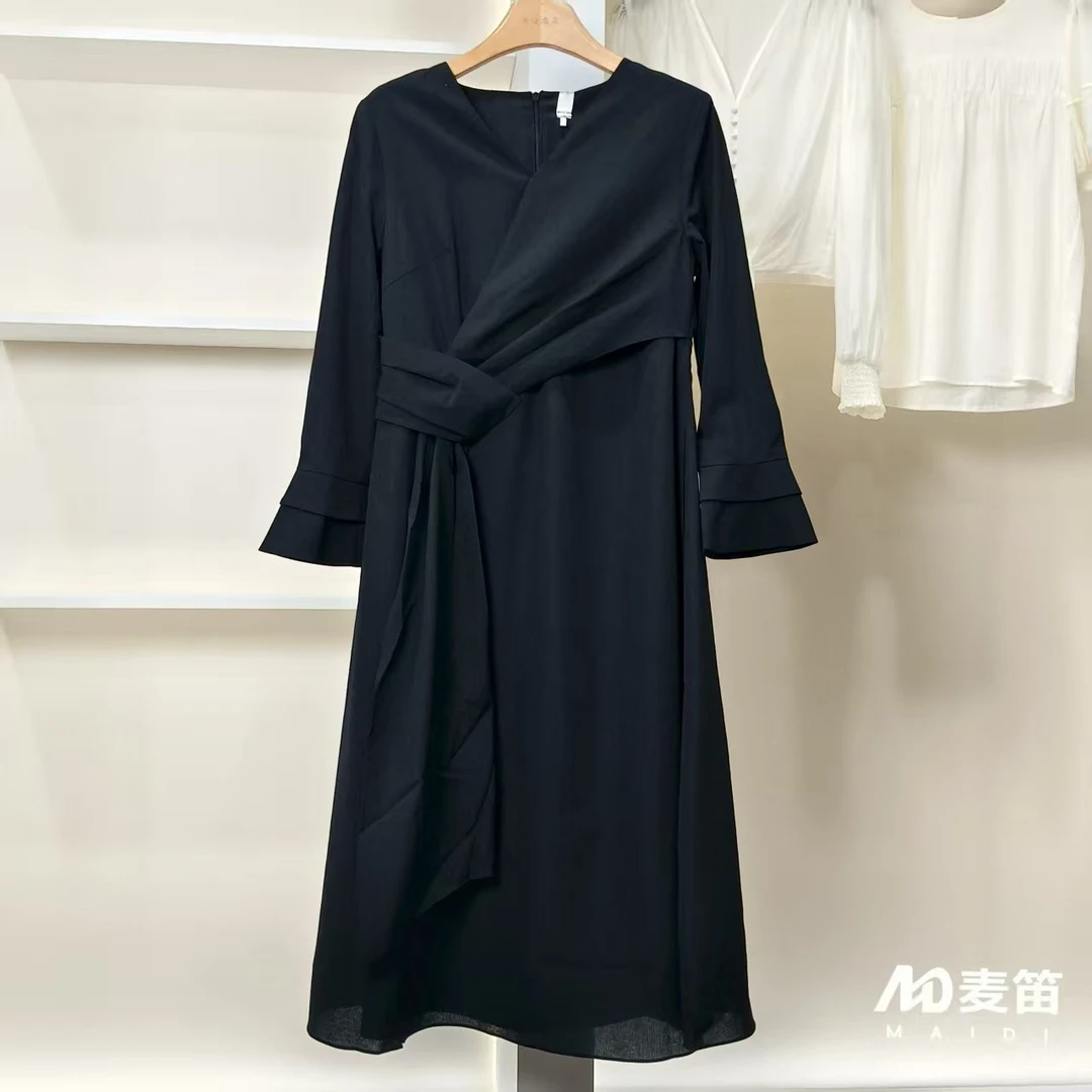 【麦笛·品牌新款】5082680 春秋气质时尚喇叭袖连衣裙品牌女装
