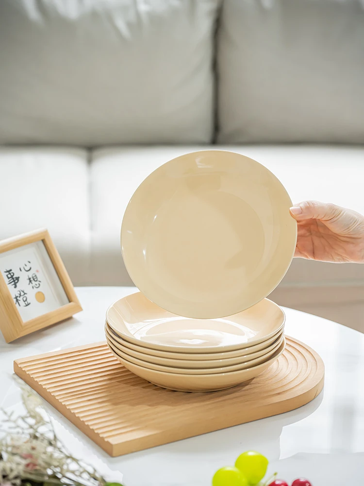 多巴胺釉下彩简约盘家用小清新陶瓷八寸圆盘