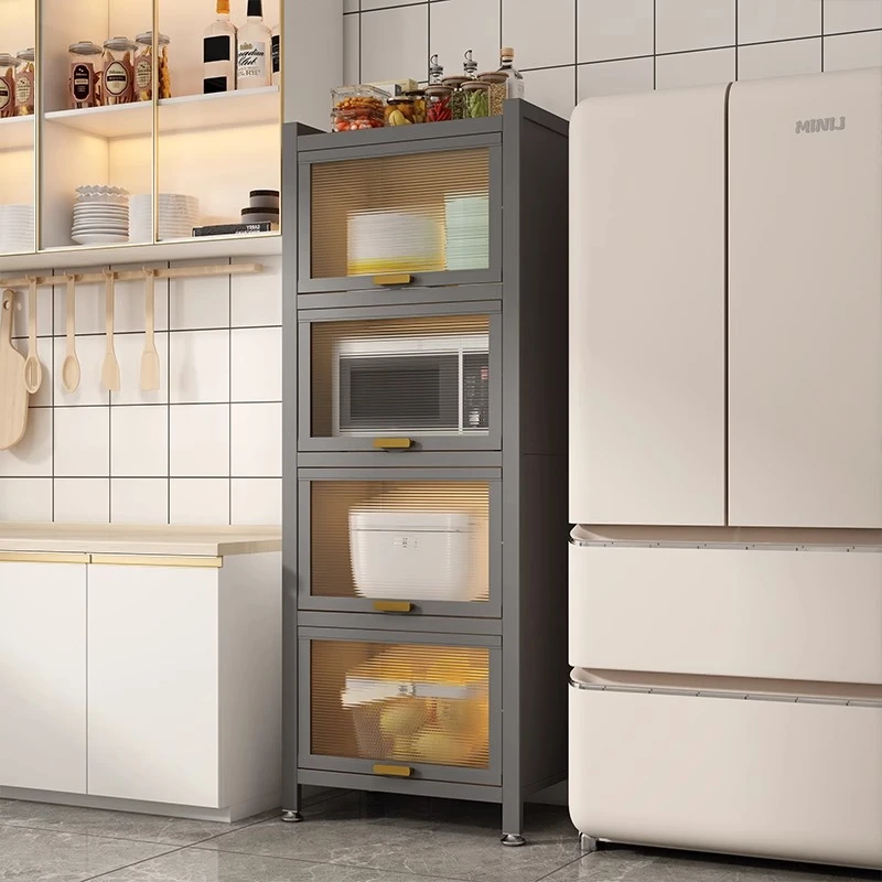 厨房夹缝置物架收纳柜落地多层储物柜多功能橱柜锅架碗柜餐边柜子