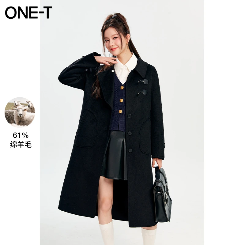 凡兔双面呢大衣女2024冬季新款赫本风气质长款羊毛呢外套3M522
