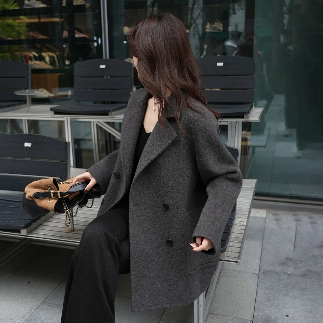 澳洲高端绵羊毛双面呢大衣2025新款显瘦双面羊毛大衣