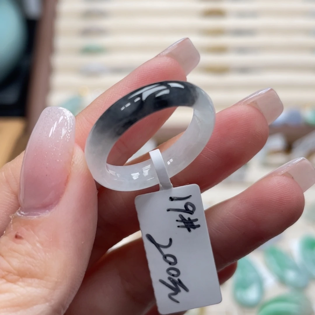 翡翠未镶嵌戒圈a60港圈19半山水乌鸡