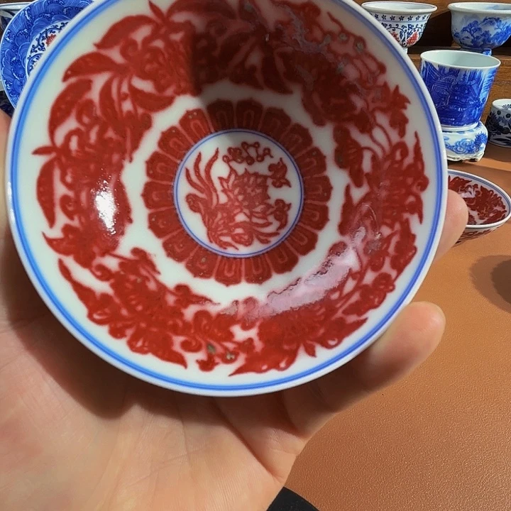 有***天釉里红杯子微微瑕不退不换