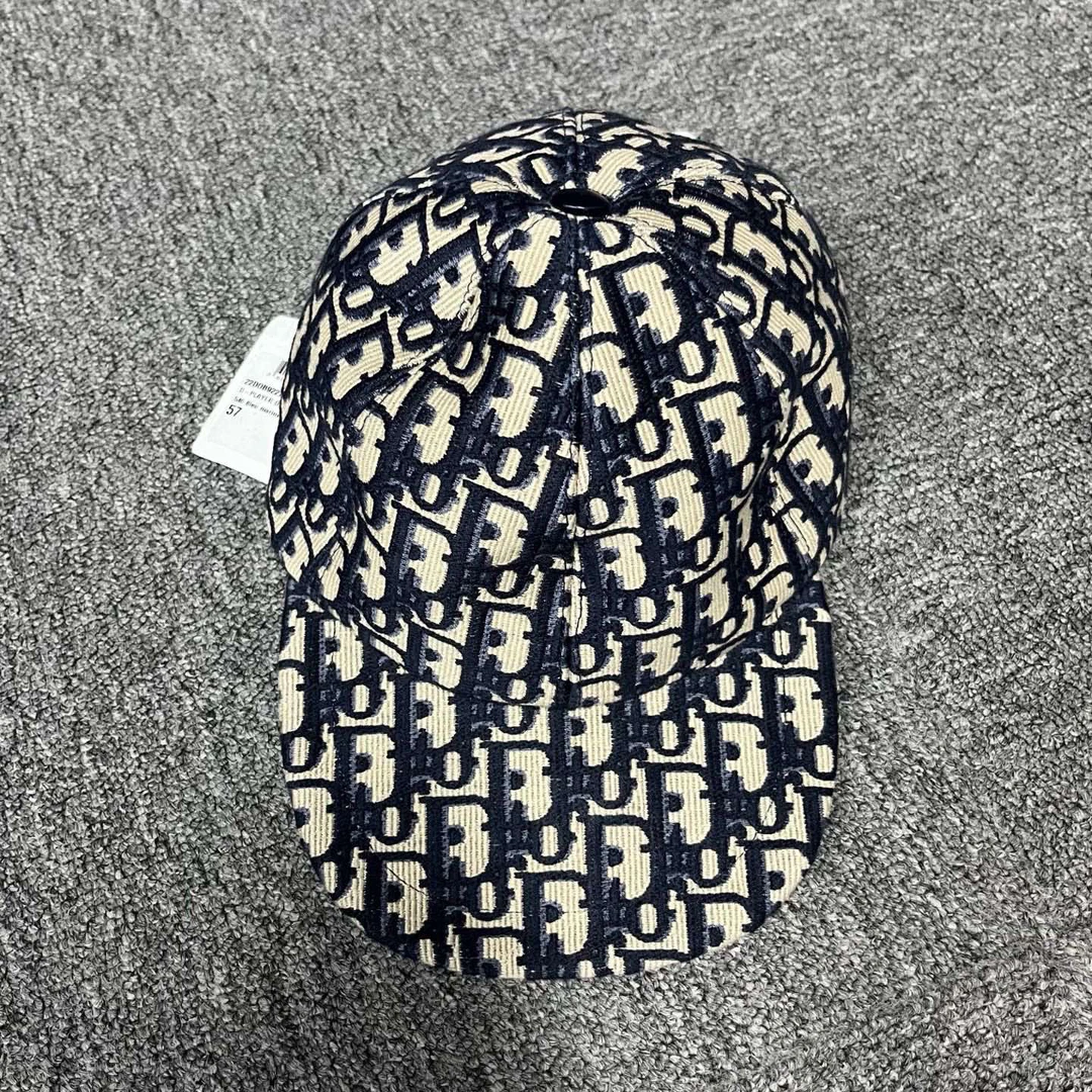 未使用 DIOR/迪奥 棕色/蓝色品牌标识羊皮鸭舌帽/57/56/59