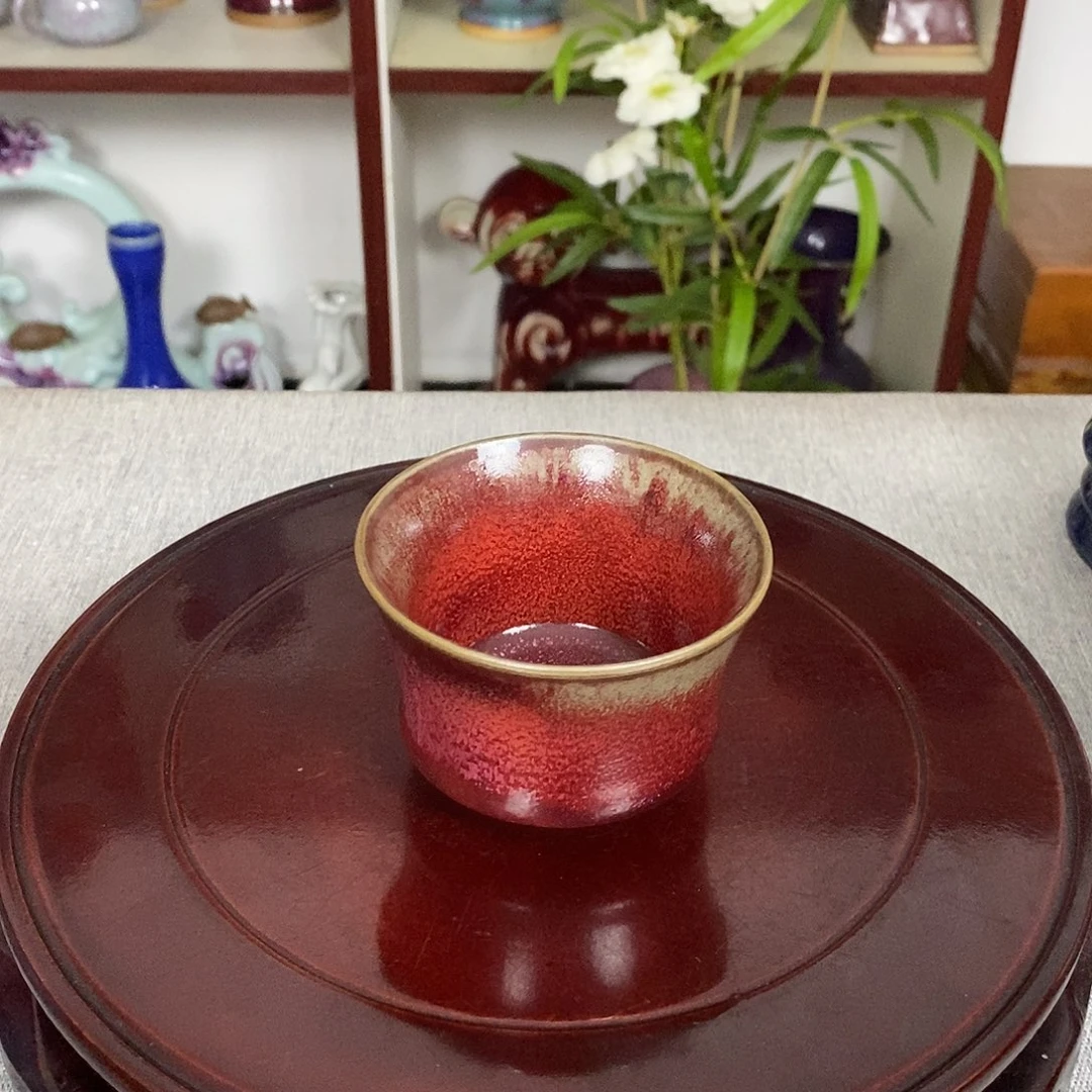 杯钧瓷主人杯马蹄杯原矿窑变