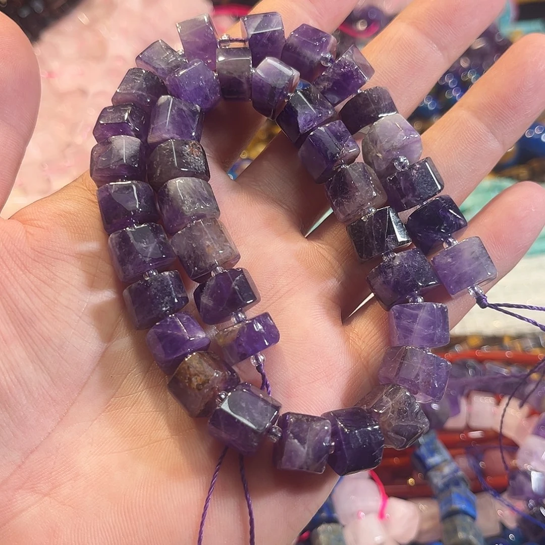 玛瑙/玉髓合金珠宝半成品紫水晶切面剁珠12mm