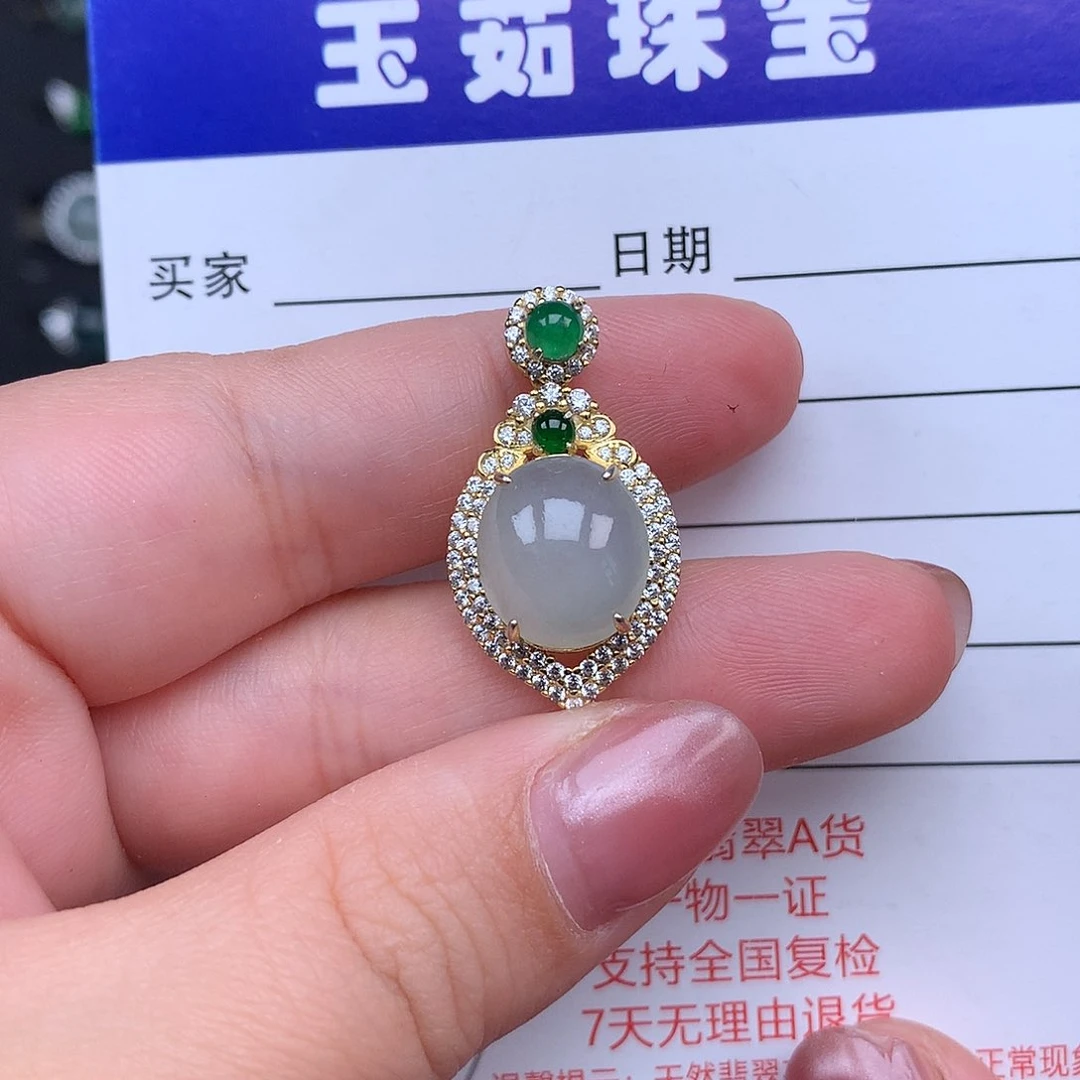 翡翠颈饰银S925镶嵌项链925