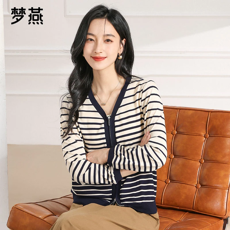 梦燕春秋女款时尚百搭气质大方宽松休闲舒适简约针织衫AA04B5057