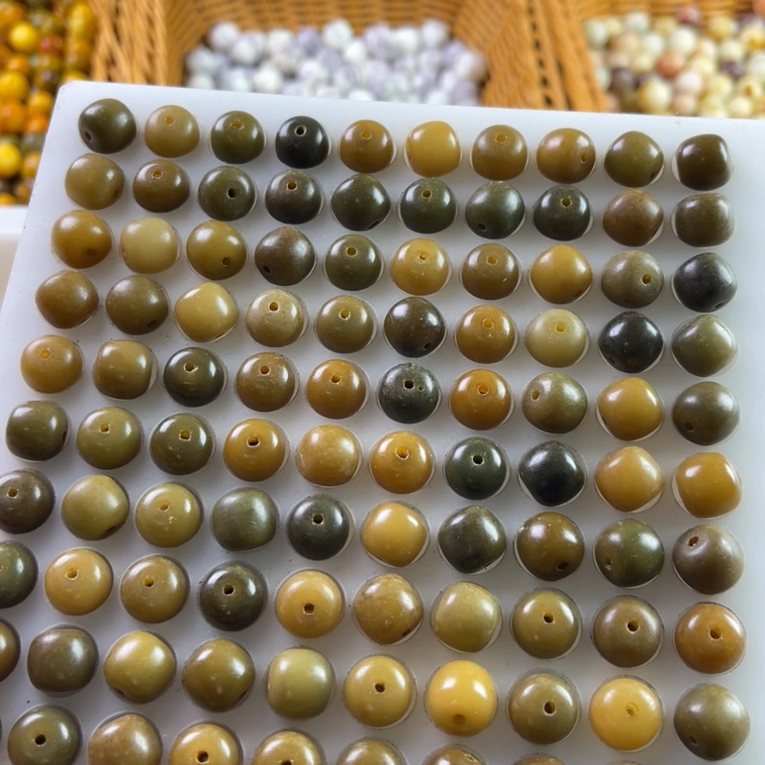 吊坠白玉菩提11-10阴皮桶珠200颗