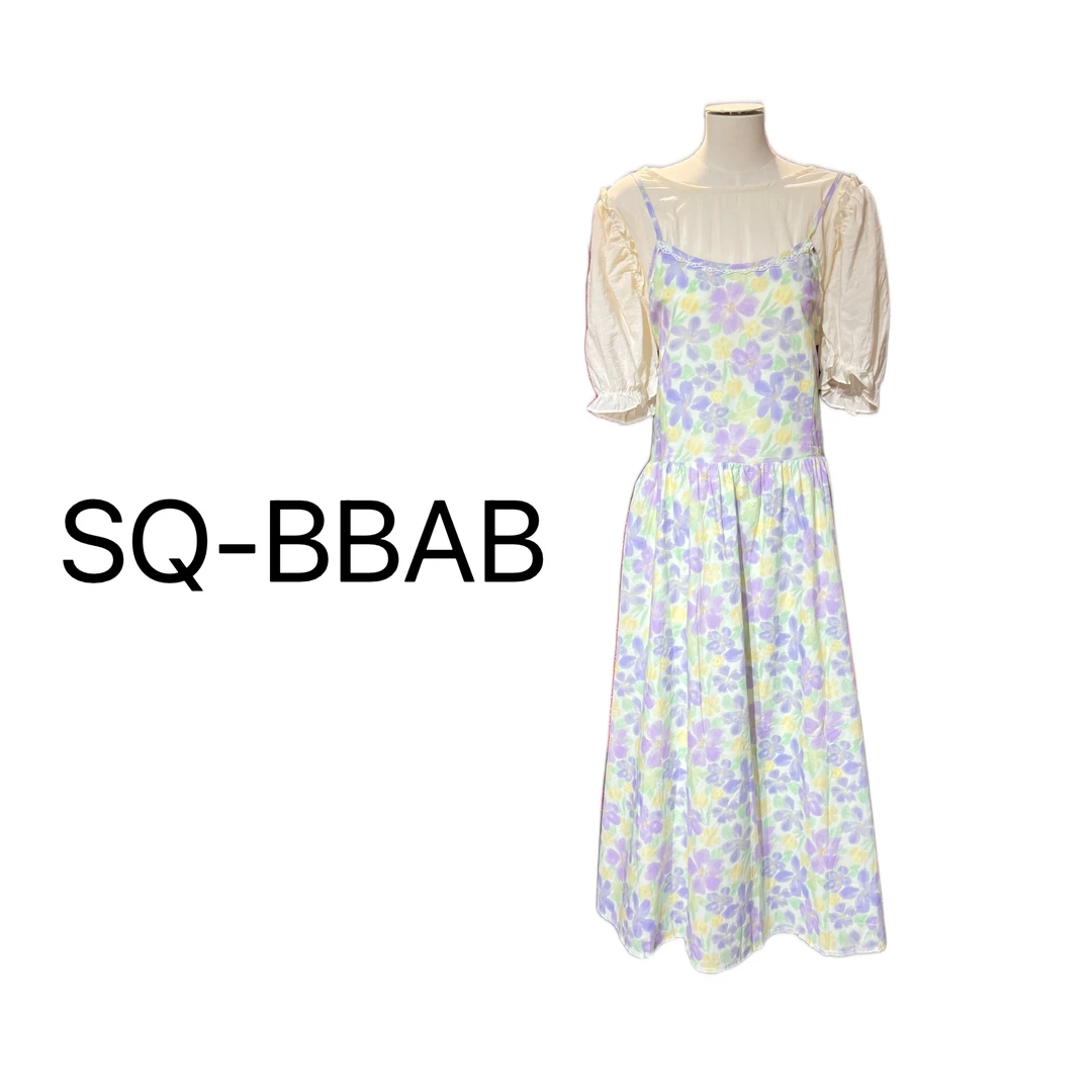 91124夏季新款韩版百搭宽松碎花吊带连衣裙女两件套