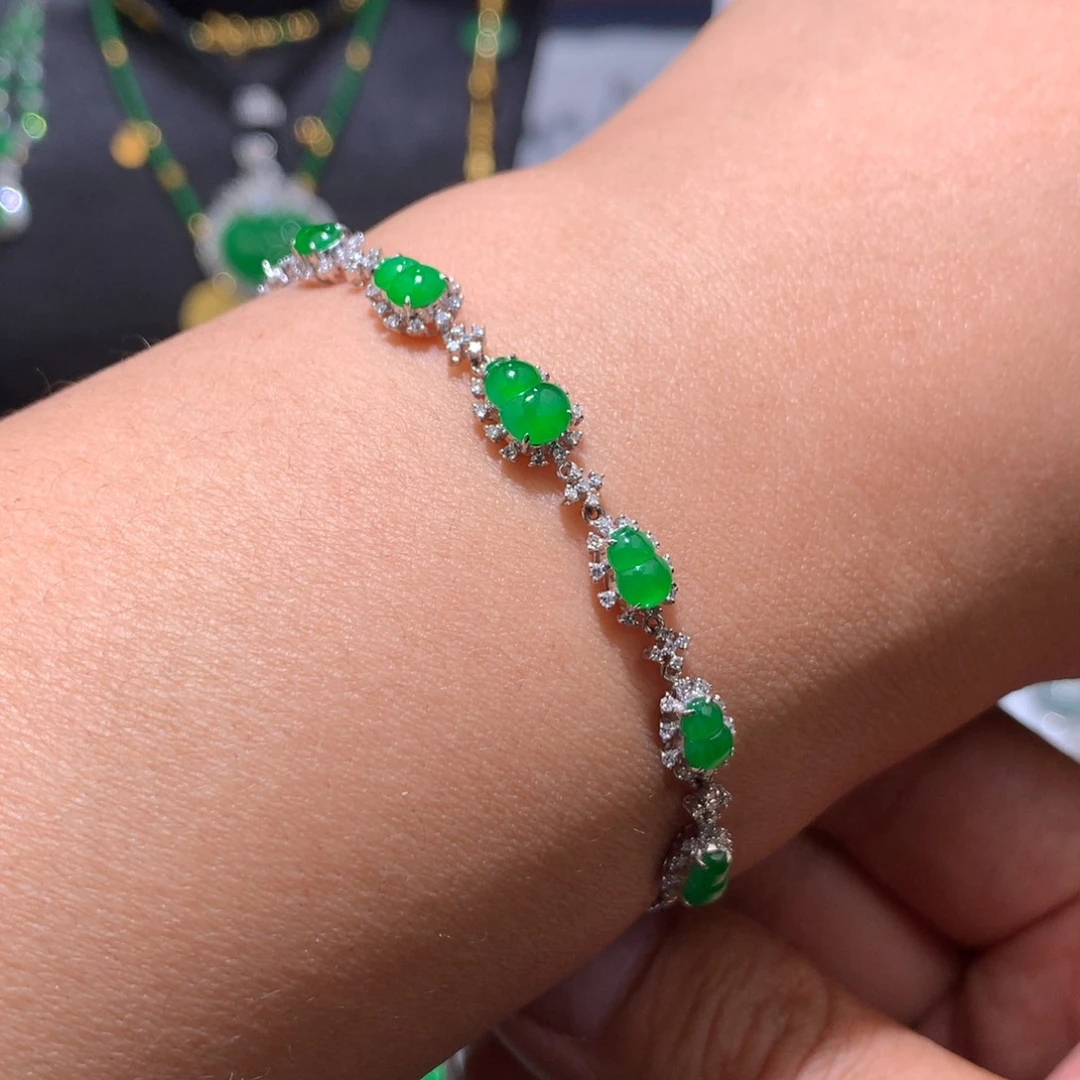 翡翠18K金镶嵌手链