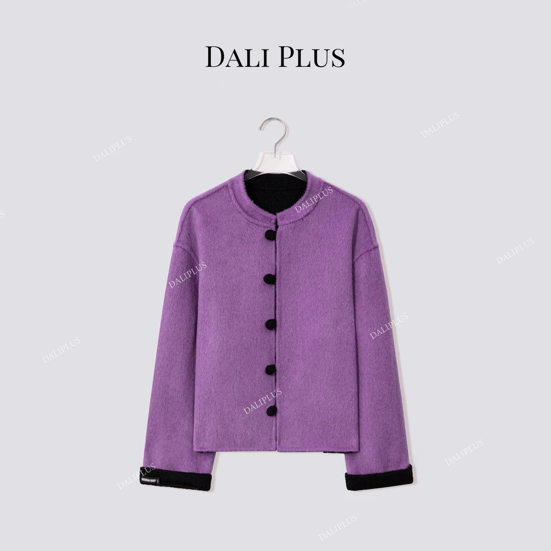 DALI PLUS“两穿”双面两双色100羊毛呢外套-D5CH5216-1