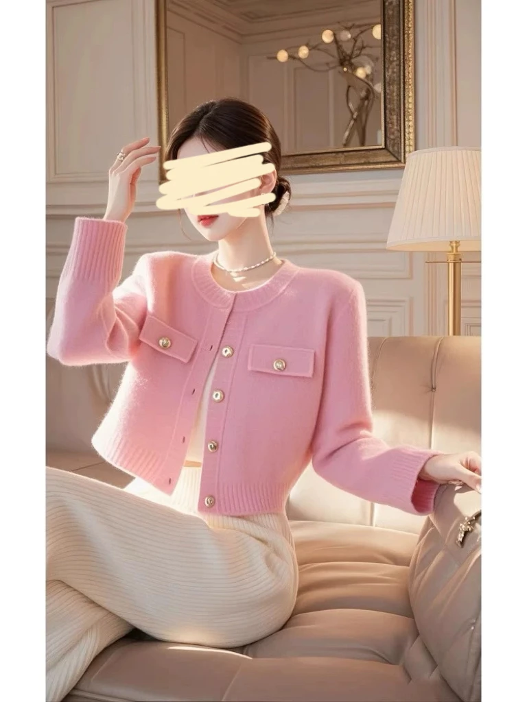 1739 【两件套】温柔风小香系列毛衣开衫+舒适加厚阔腿裤 套装（K28）