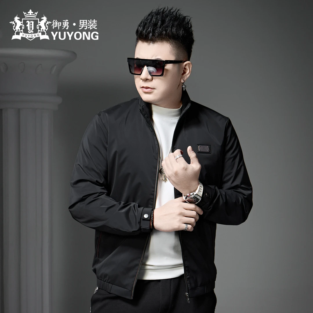 欧货高级感外套男士潮牌字母徽章立领夹克2025秋季新款休闲上衣男