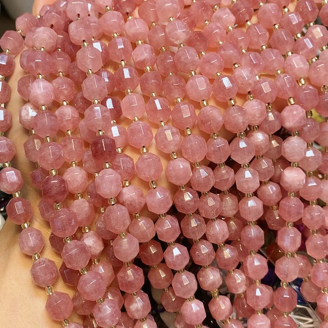 玛瑙/玉髓散珠天然草莓晶路路通10mm一条