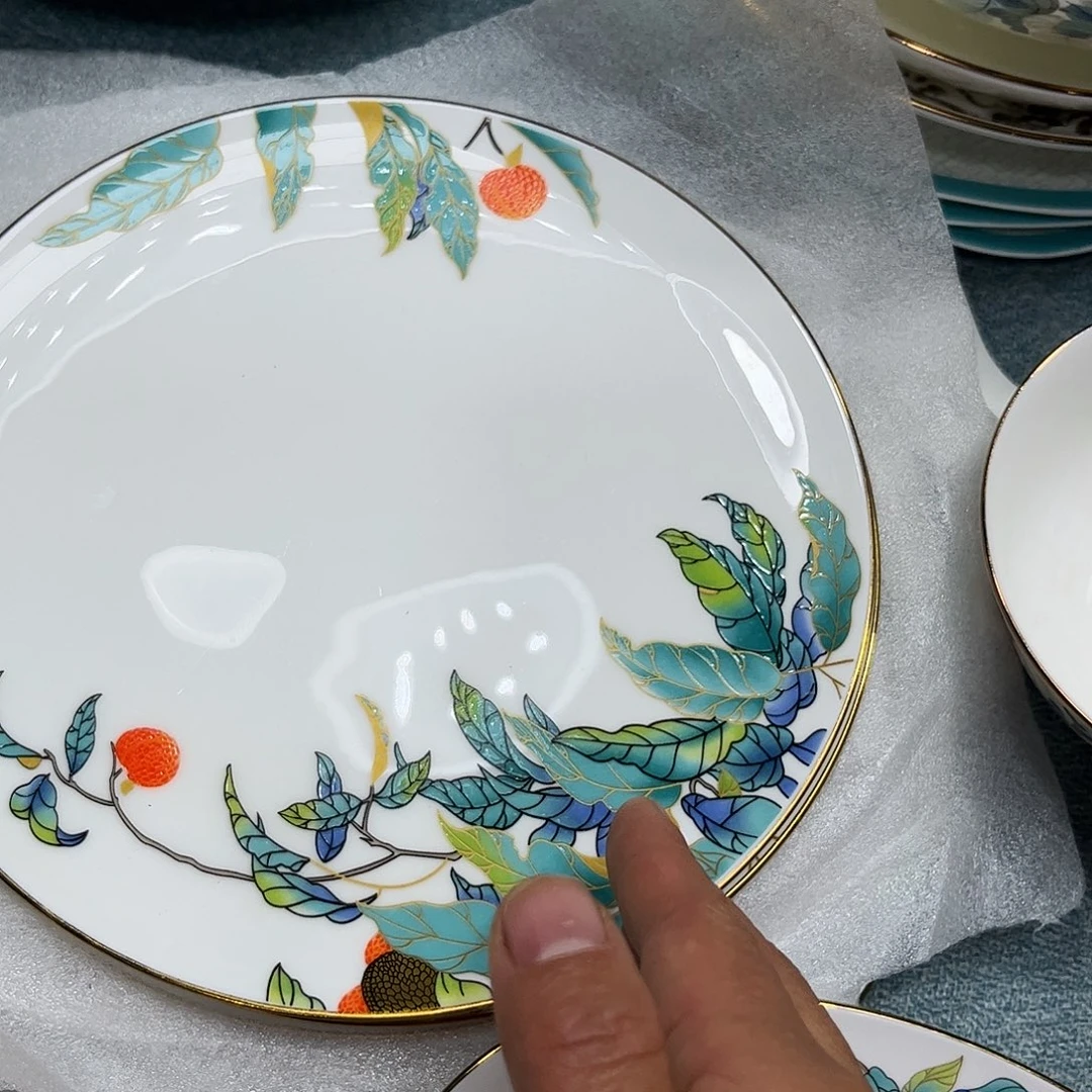 瓷片荔枝八寸浅盘四个