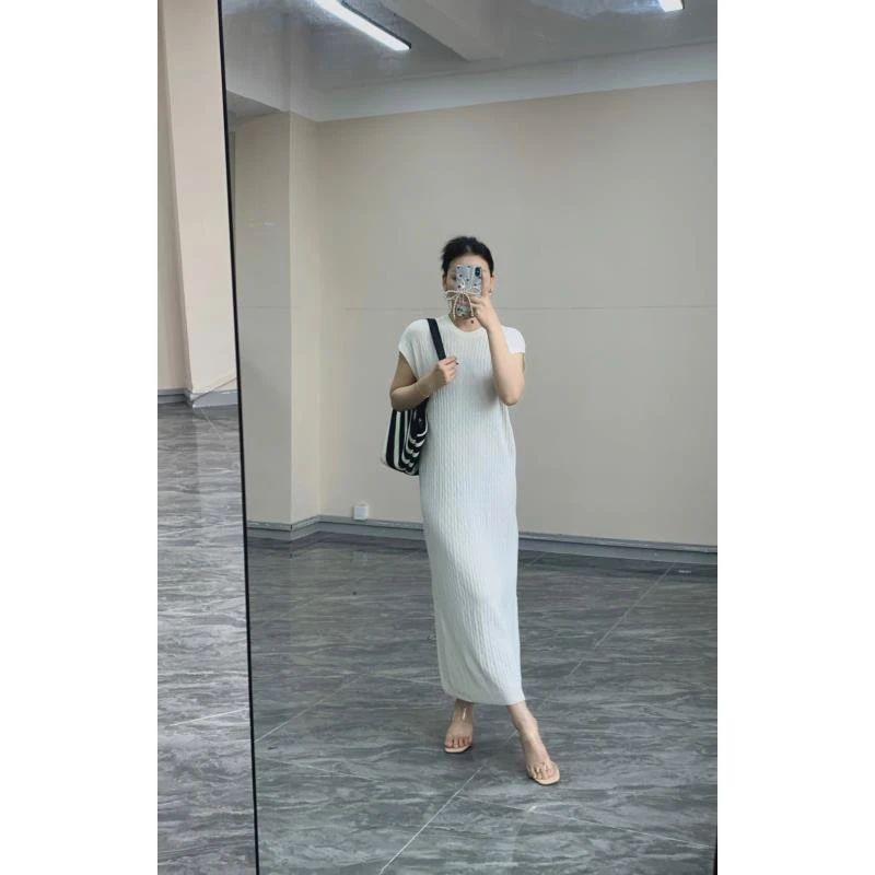 【S102】夏季休闲通勤百搭时尚气质显瘦韩版宽松简约连衣裙纯色过膝