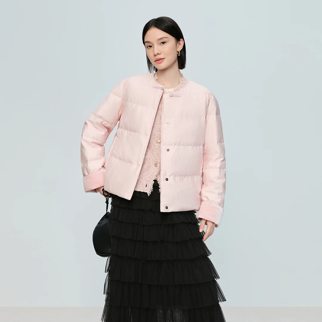 Naivee/纳薇【官旗】90白鹅绒25冬新款新中式雨露麻羽绒服25A210540