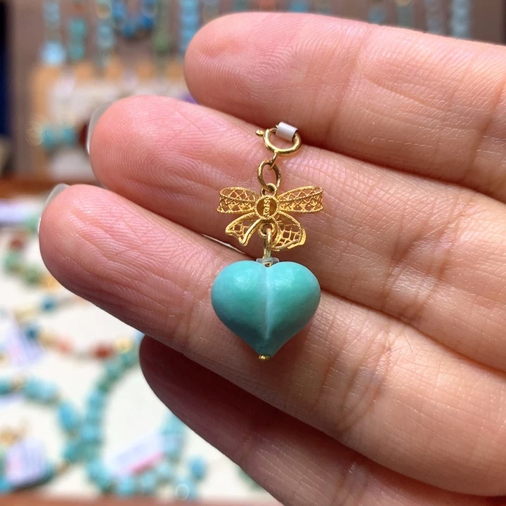 绿松石18K金镶嵌吊坠