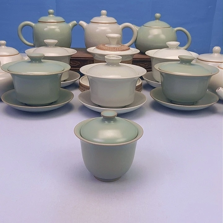 碗仿古两财盖碗原矿原釉原产地