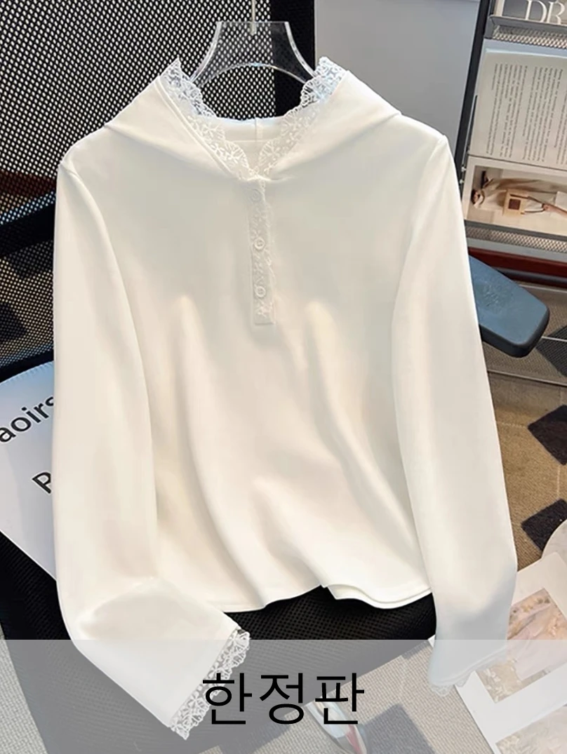신상품【蕾丝连帽】2025春季新款 打底宽松 圆领百搭休闲 T1001
