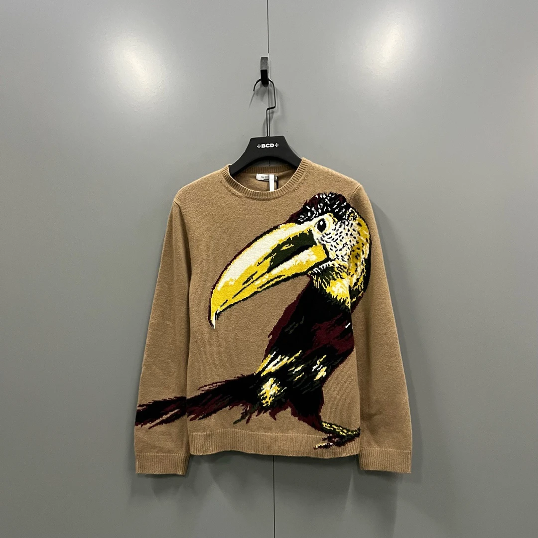 95新 Valentino/华伦天奴 （bb1）动物涂鸦印花针织衫 S码/014201