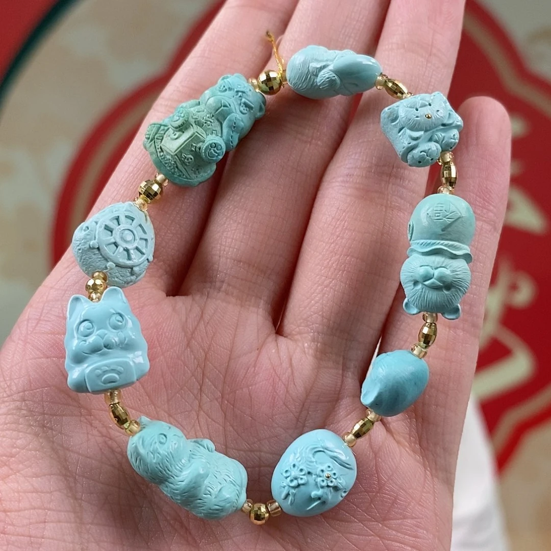 绿松石18K金镶嵌珠宝奇石