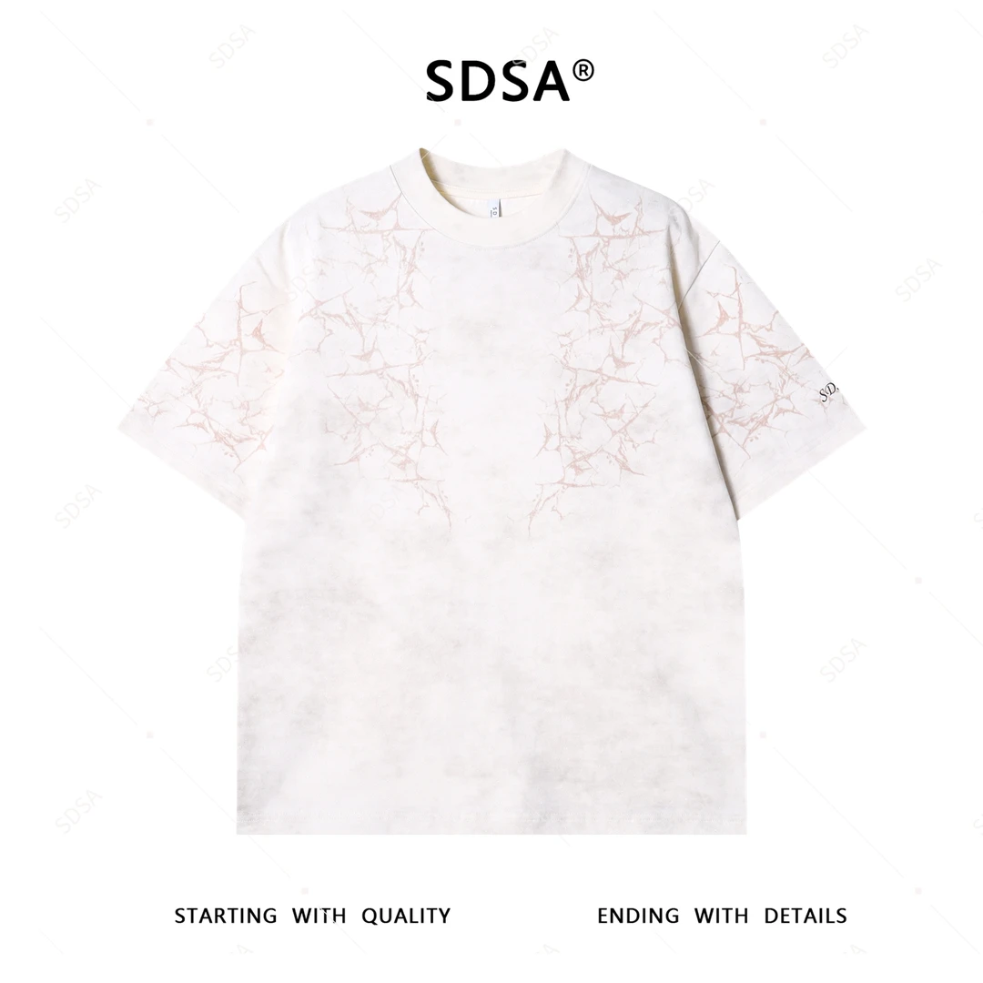 夏季高级感新款男士轻奢撞色印花满天星短袖T恤百搭时尚潮流上衣